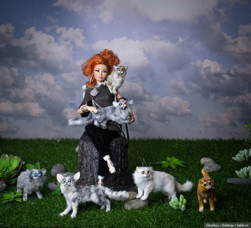 Кошка формат 1/6 для Барби игрушка в смешанной технике (фото 3)