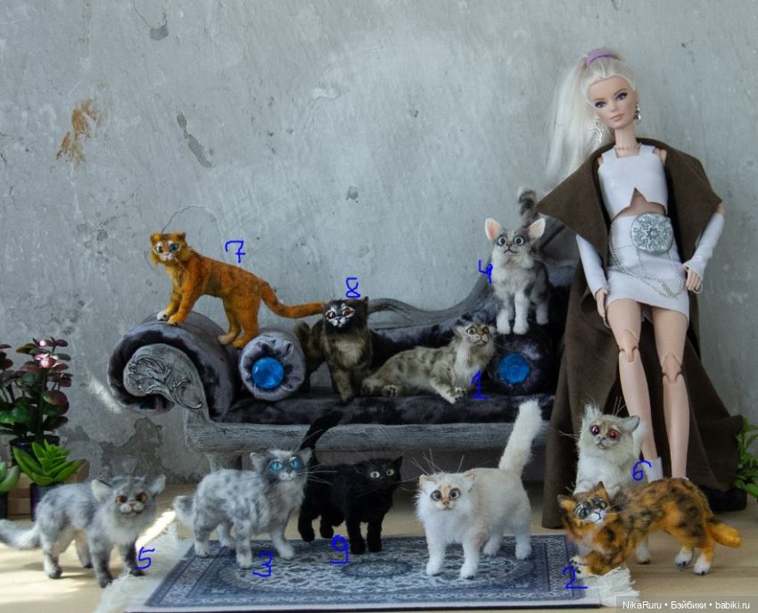 Кошка формат 1/6 для Барби игрушка в смешанной технике (фото 4)