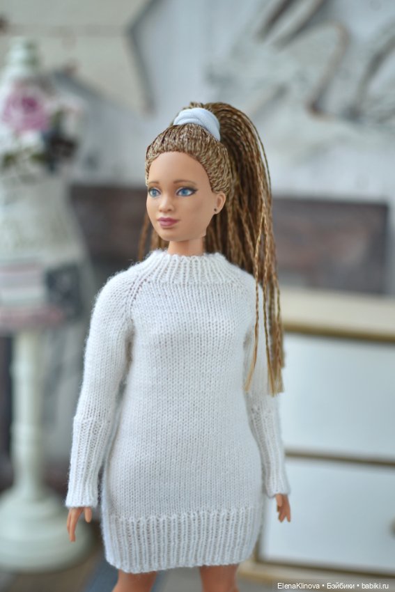 Платье вязаное для Барби пышки (фото 3)