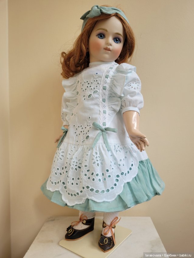 Платье для куклы 55-57 см из винтажных материалов (фото 5)