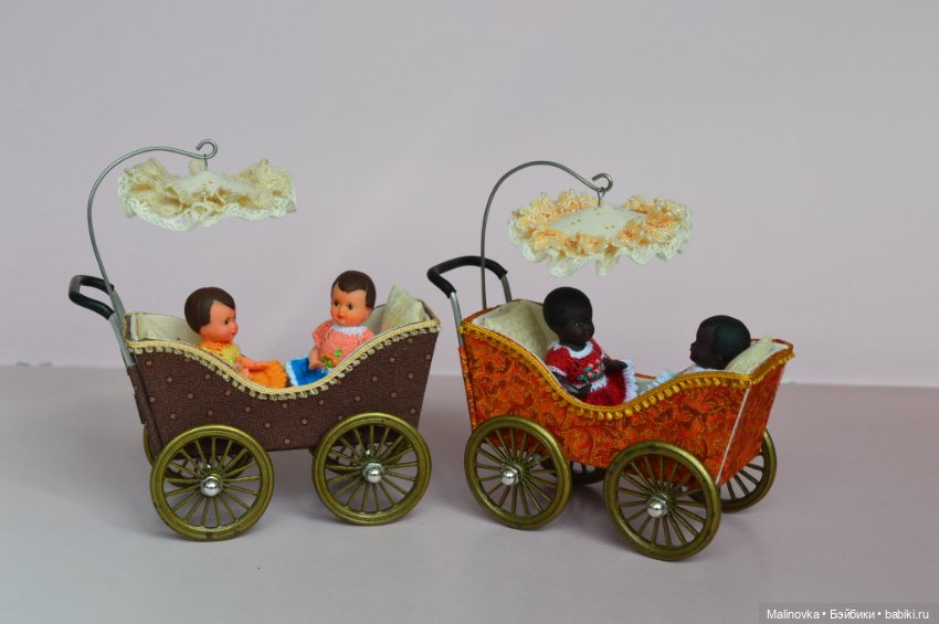 Коляска для двоих маленьких пупсиков (размером примерно 5 см.) (фото 6)