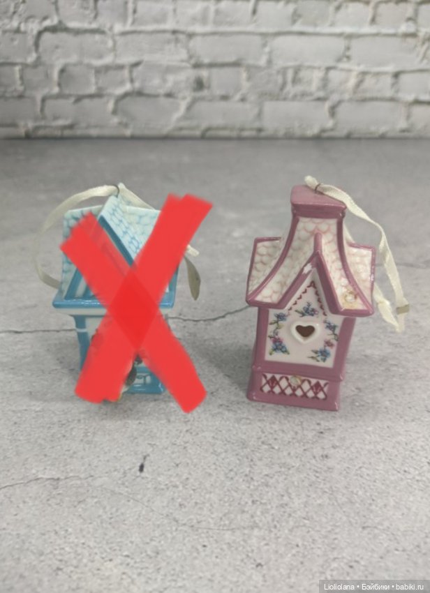 Фарфоровые ёлочные игрушки Скворечники. С дефектами
