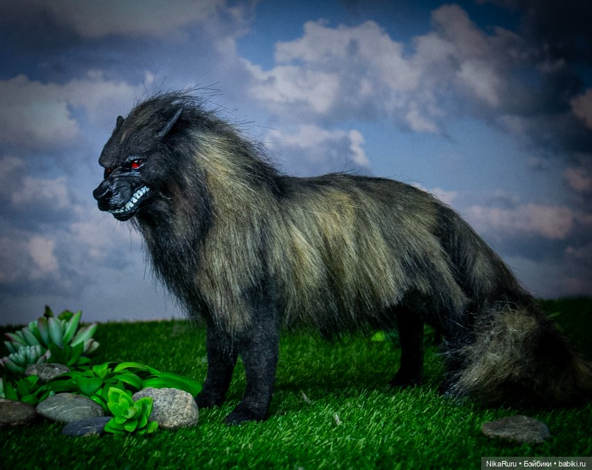 Волк для Барби игрушка подвижная в смешанной технике формат 1/6 (фото 3)