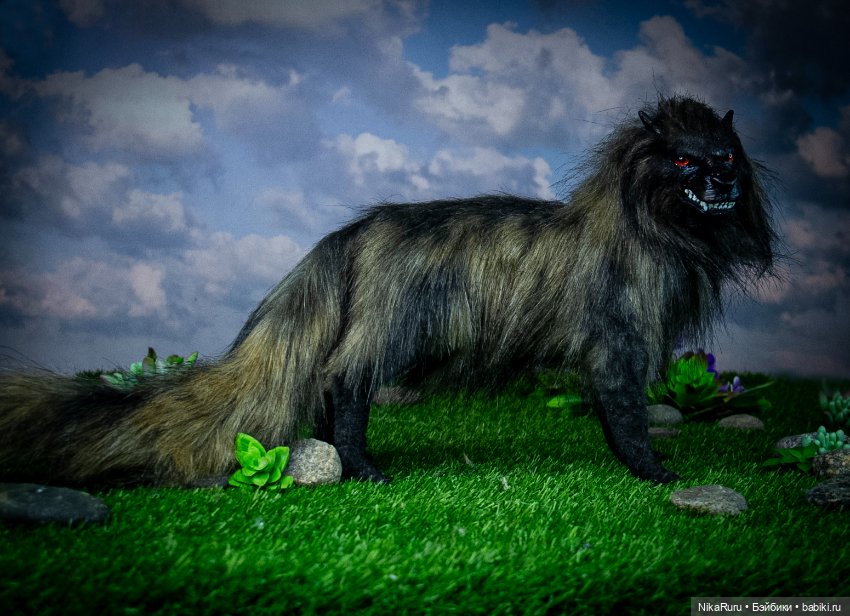 Волк для Барби игрушка подвижная в смешанной технике формат 1/6 (фото 2)