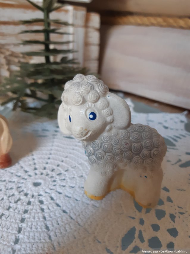 Овечка и бычок, игрушки из плотной резины (фото 3)