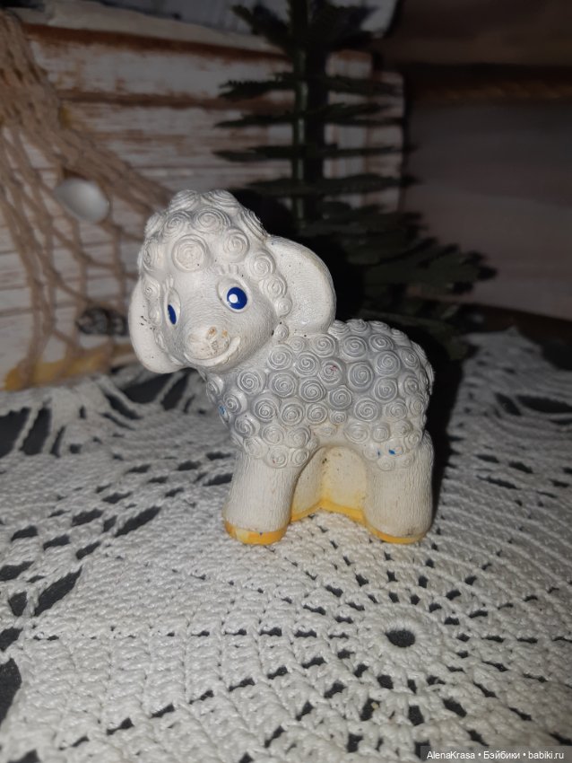 Овечка и бычок, игрушки из плотной резины (фото 5)