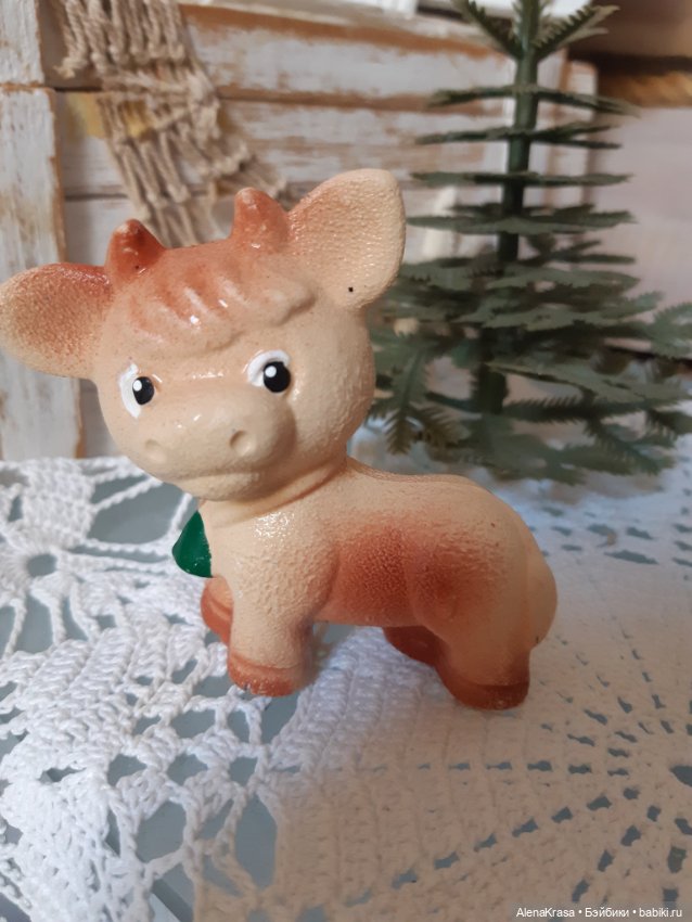 Овечка и бычок, игрушки из плотной резины (фото 2)