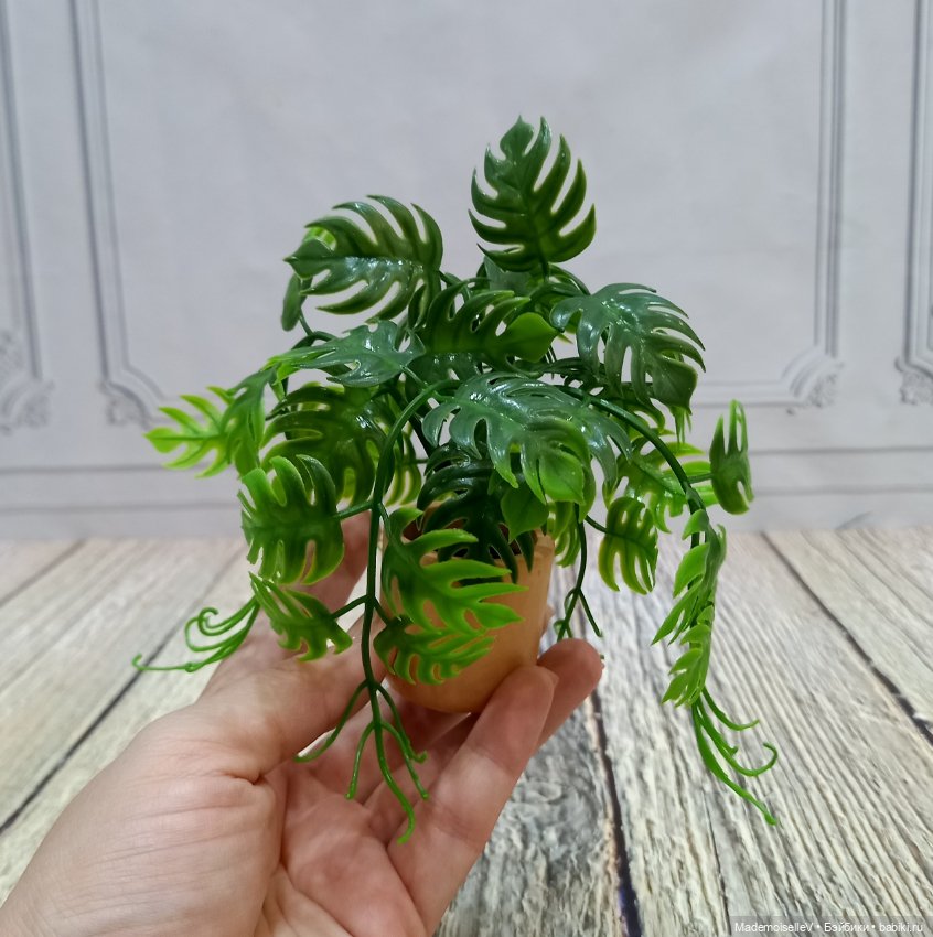 Монстера в горшке — Миниатюра для кукол (фото 5)