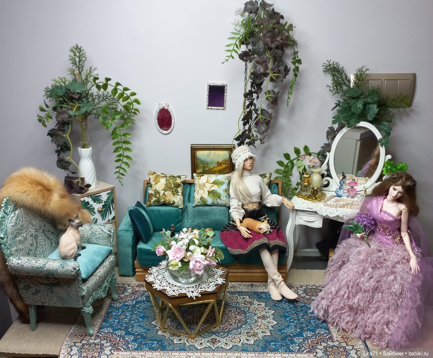 Ковер в бежево-голубых тонах для кукол (фото 5)