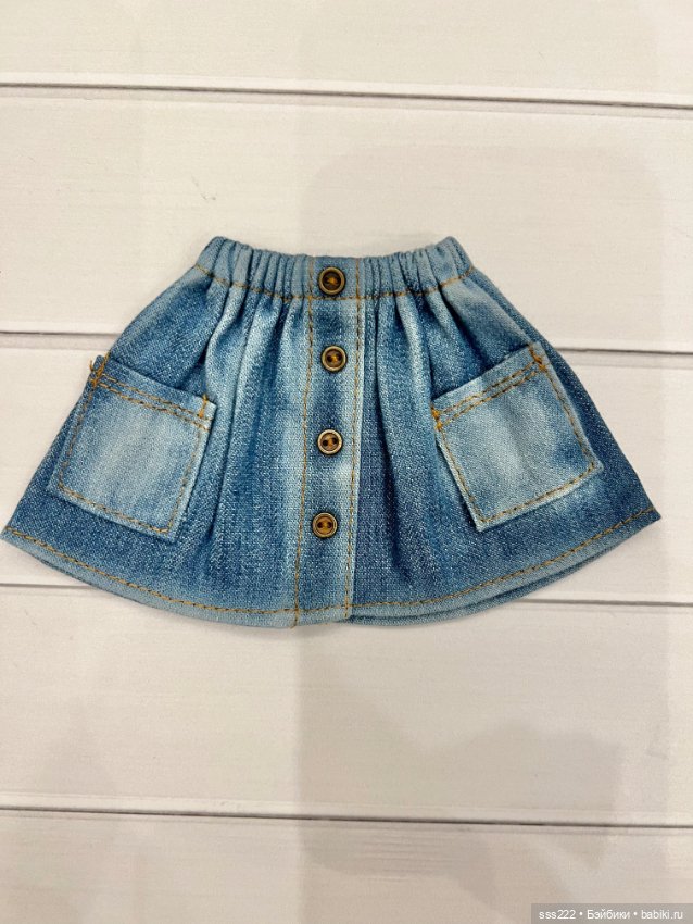 Аутфит джинсовый на кукол с юбкой (фото 5)