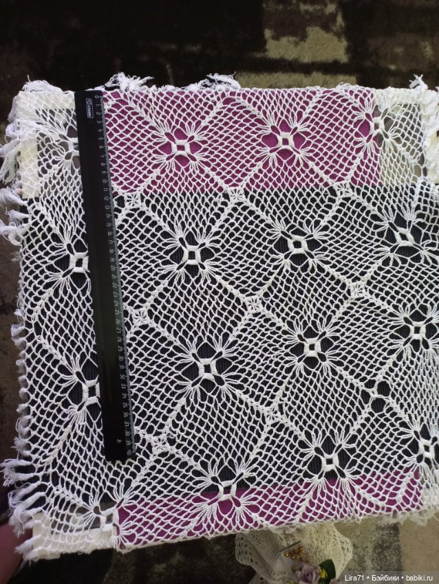 Салфетка квадратная 60 на 60 с кистями винтажная (фото 3)