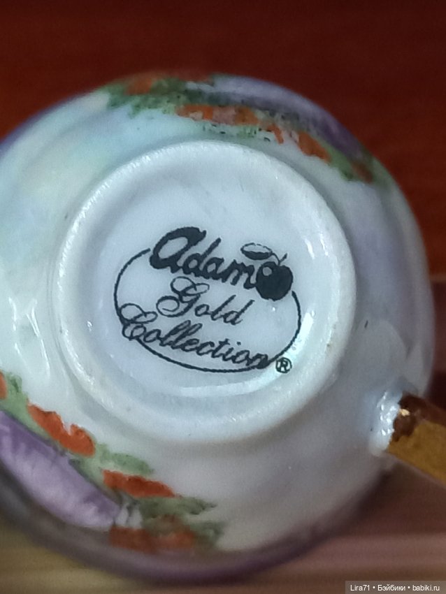 Чайная пара для кукол из фарфора, позолота, деколь (фото 5)