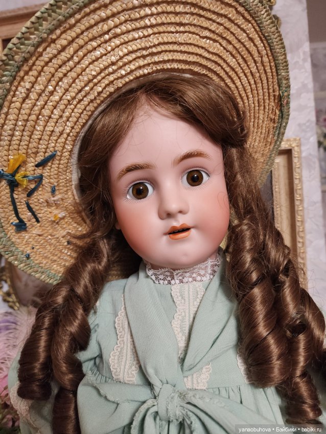 Большая антикварная кукла Хальбиг Хандверк без молда, 70 см (фото 9)