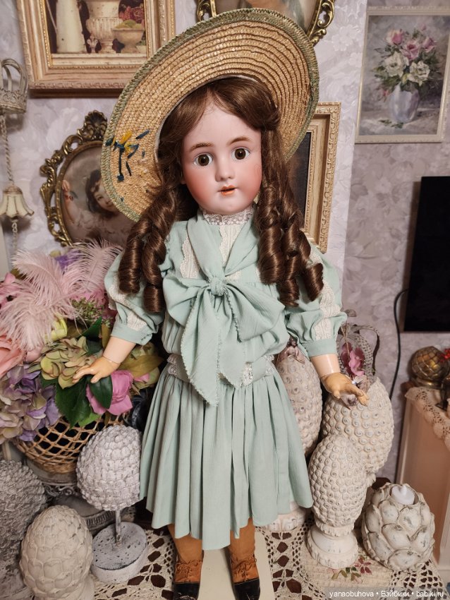 Большая антикварная кукла Хальбиг Хандверк без молда, 70 см