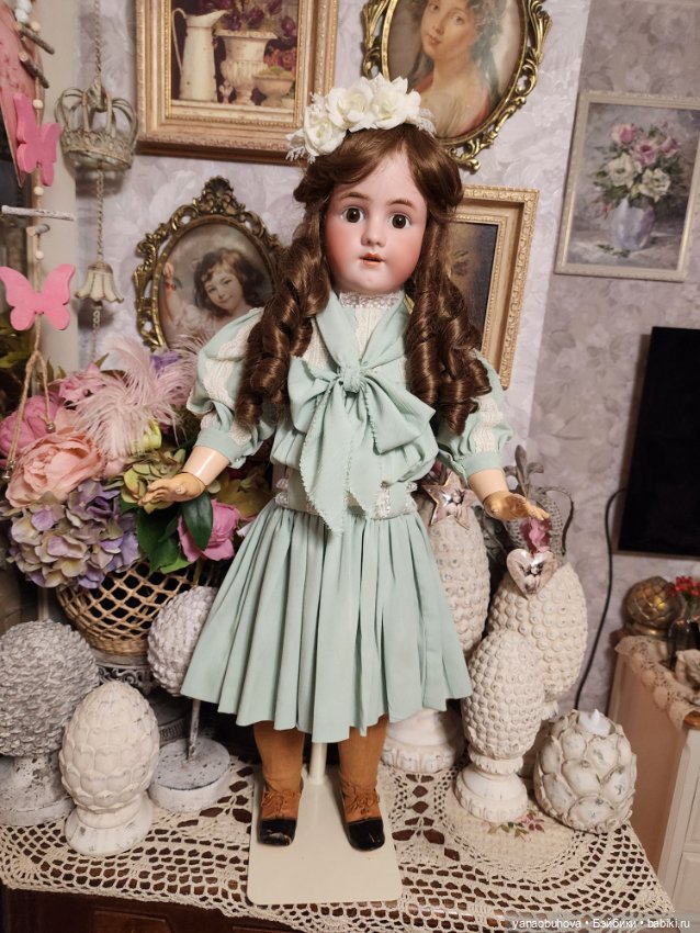Большая антикварная кукла Хальбиг Хандверк без молда, 70 см (фото 8)