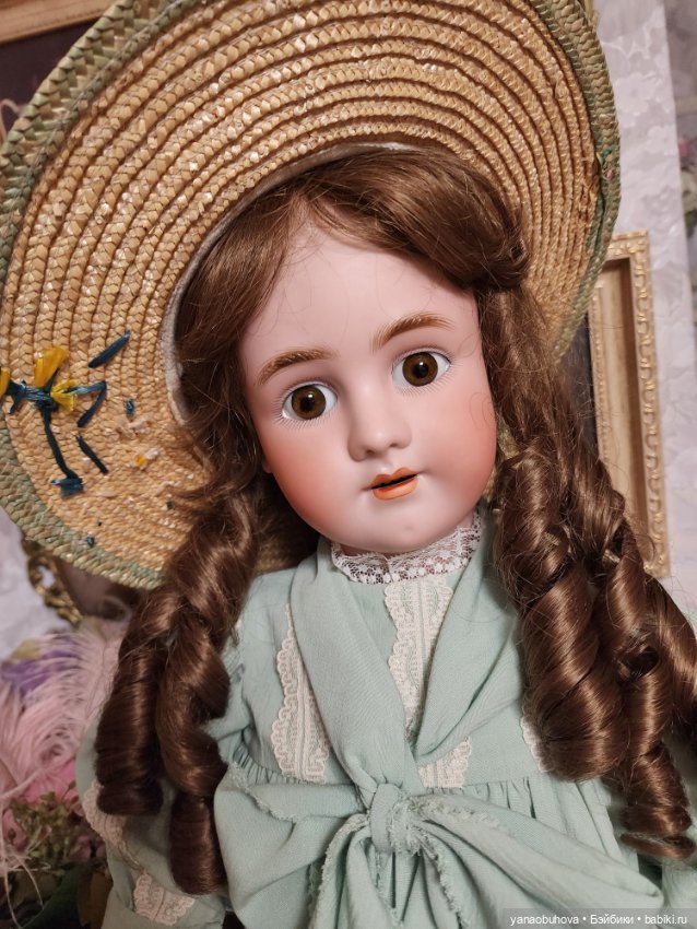 Большая антикварная кукла Хальбиг Хандверк без молда, 70 см (фото 10)