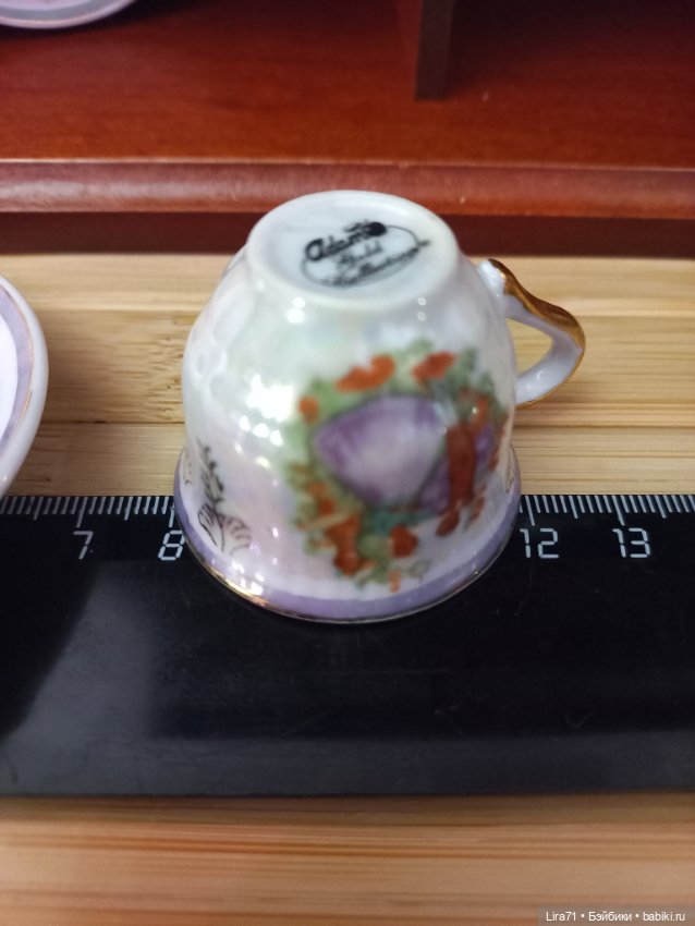 Чайная пара для кукол из фарфора, позолота, деколь (фото 8)