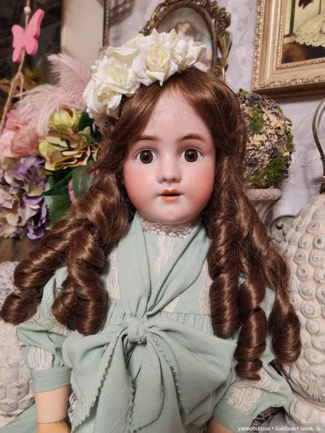Большая антикварная кукла Хальбиг Хандверк без молда, 70 см (фото 3)