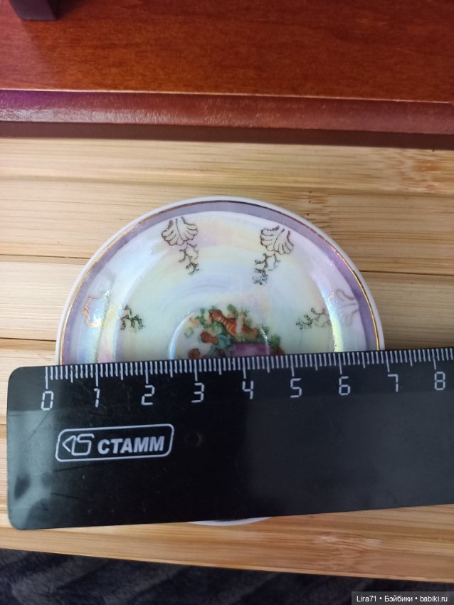 Чайная пара для кукол из фарфора, позолота, деколь (фото 7)