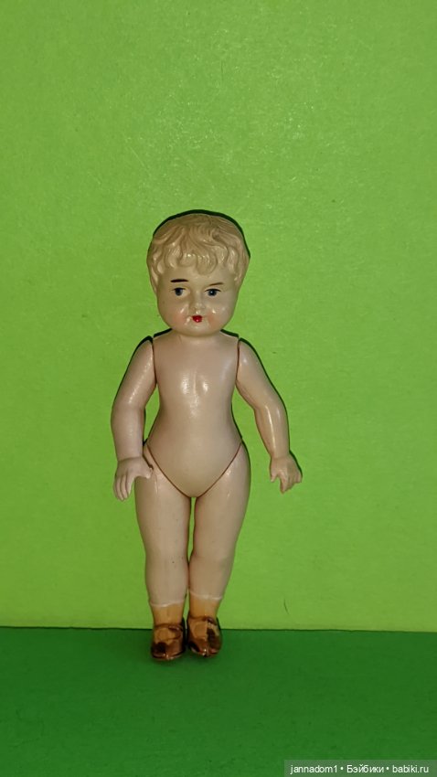 Довоенная целлулоидная куколка Minerva с голубыми глазками, высота 9 см (фото 5)