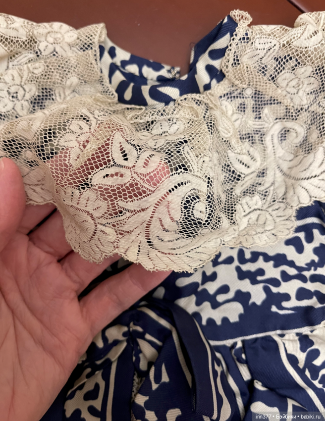 Шелковое платье для антикварной куклы (фото 5)