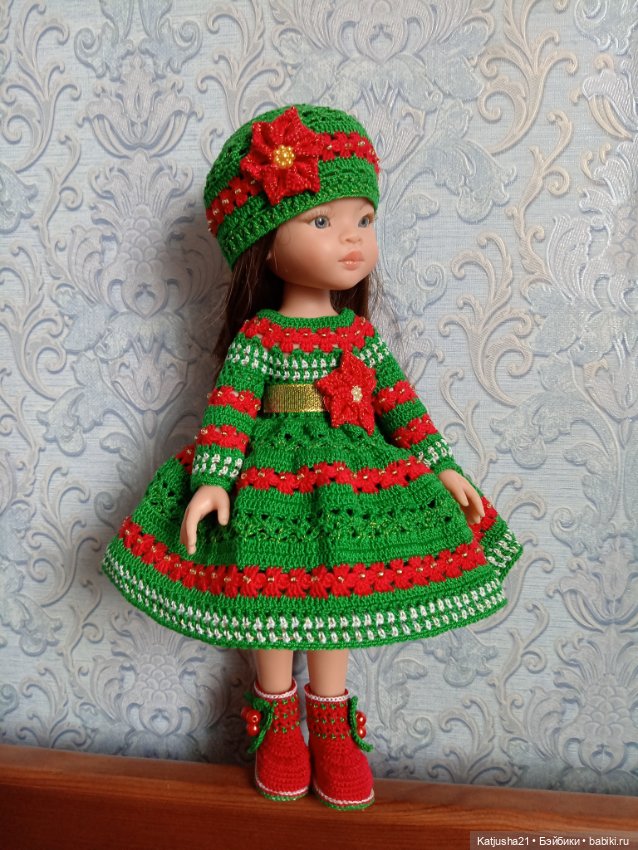 Рождественский наряд для кукол Paola Reina и им подобных