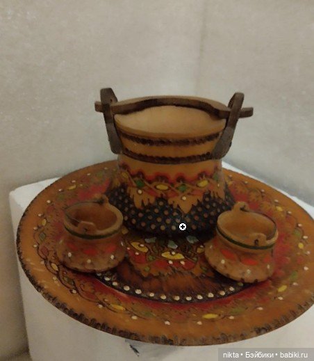 Комплект деревянной посуды для кукольного интерьера