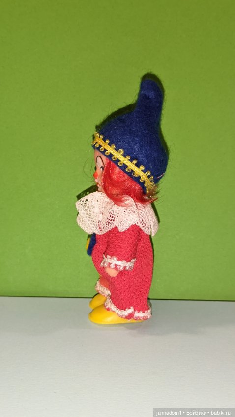 Куколка ГДР, клоун, родной аутфит, высота 10 см (фото 5)