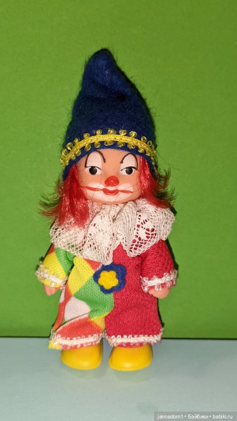 Куколка ГДР, клоун, родной аутфит, высота 10 см (фото 4)