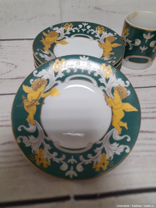 Чашечки и блюдца с ангелами для больших кукол (фото 4)