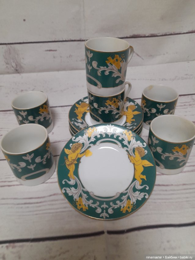 Чашечки и блюдца с ангелами для больших кукол (фото 5)