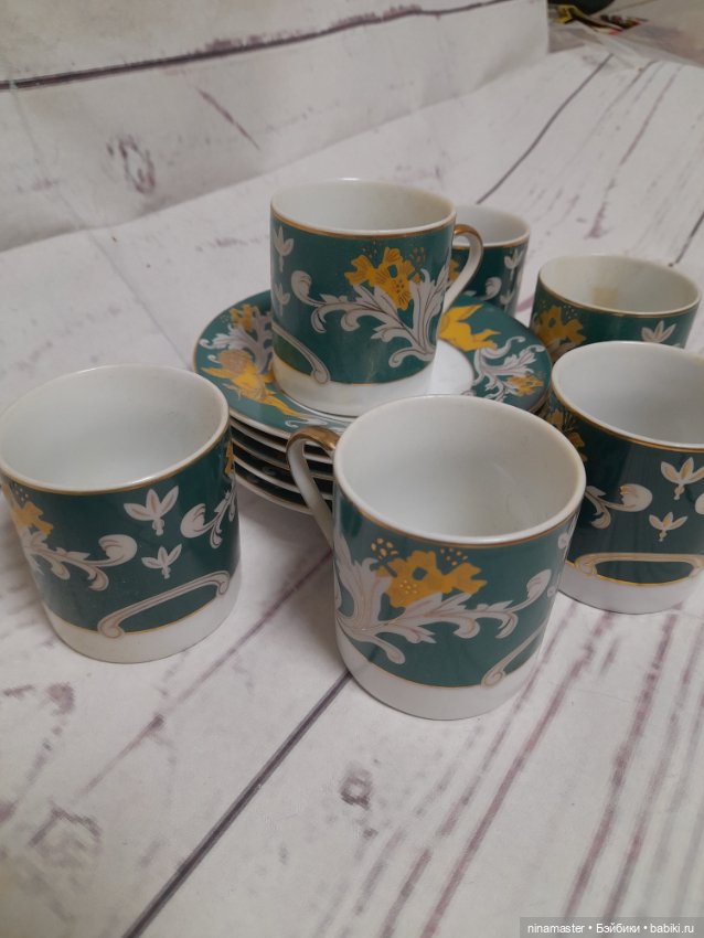 Чашечки и блюдца с ангелами для больших кукол