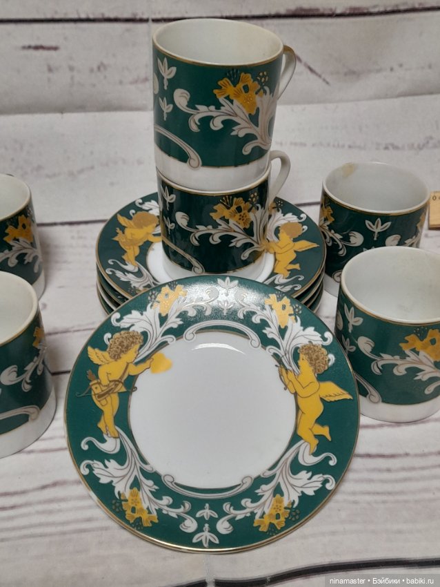 Чашечки и блюдца с ангелами для больших кукол (фото 10)