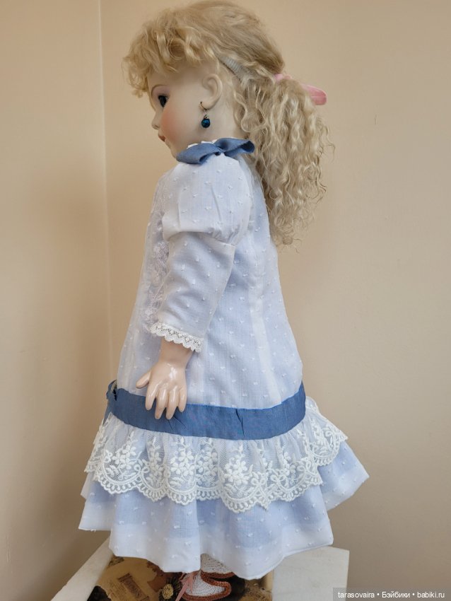 Хлопковое платье для куклы 62-65 см (фото 6)