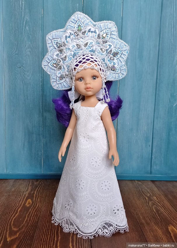 Костюм "Снегурочка в кокошнике" для кукол Паола Рейна 32 см (фото 4)