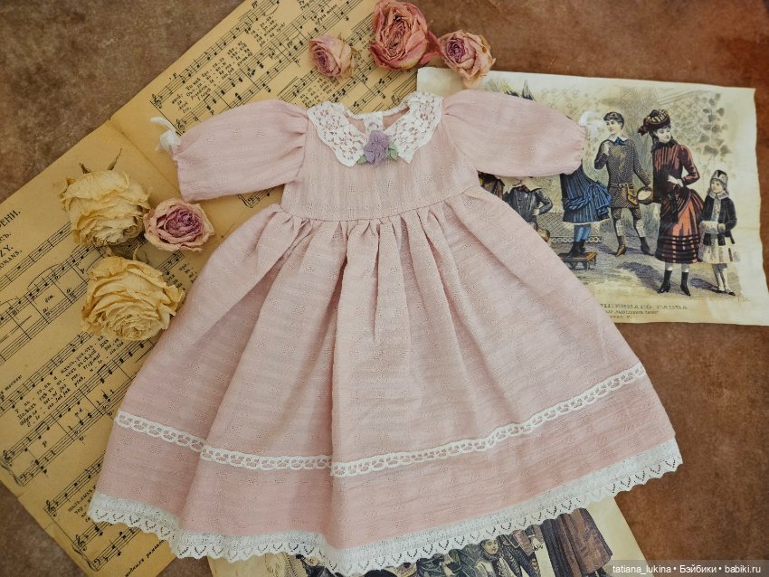 Платье для антикварной куклы на рост 57см (фото 5)