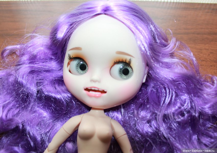 Кукла Блайз (Blythe) ТБЛ, скнтон normal, сиреневые волосы, с зубками (фото 6)