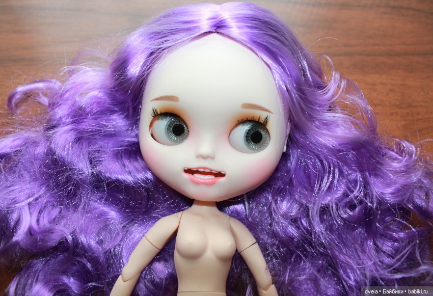 Кукла Блайз (Blythe) ТБЛ, скнтон normal, сиреневые волосы, с зубками (фото 5)