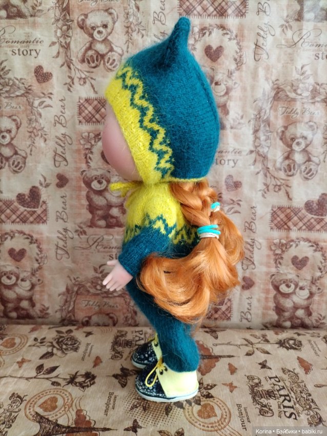 Новый комплект из пряжи пух норки с ботиночками (фото 7)