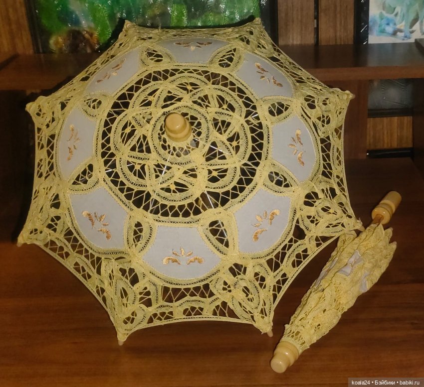 Ажурные кружевные зонтики. Жёлтый (фото 2)