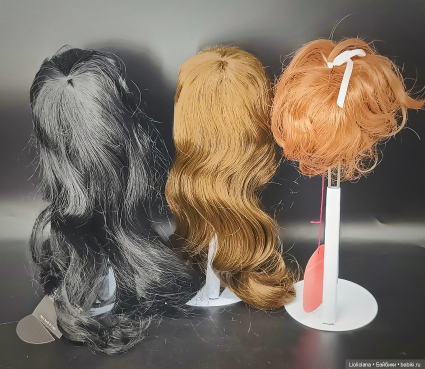 Винтажные парики для больших кукол Шатен и Брюнет размер14"-15" (фото 3)