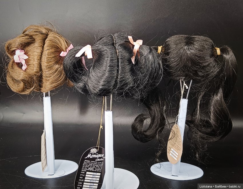 Винтажные парики для больших кукол Шатен и Брюнет размер14"-15" (фото 7)