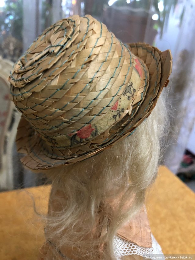 Комплект платье и шляпка для антикварной куколки (фото 7)