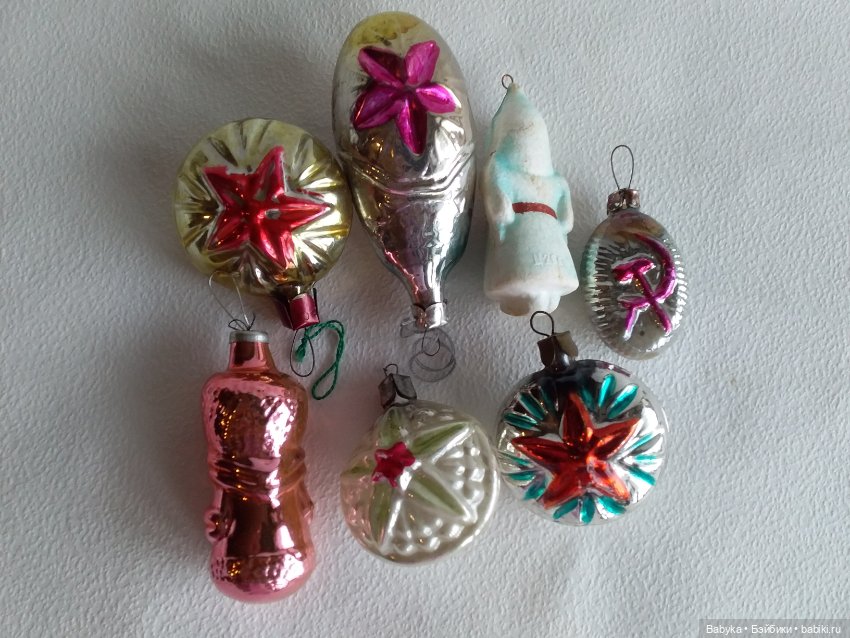 Елочные игрушки СССР №5 стеклянные агитация (фото 2)