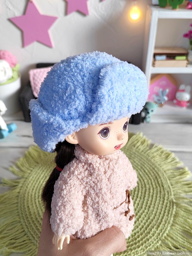 Мастер-класс по вязанию шапки ушанки для кукол 20 см Монст, Holala, Mzzm (фото 3)