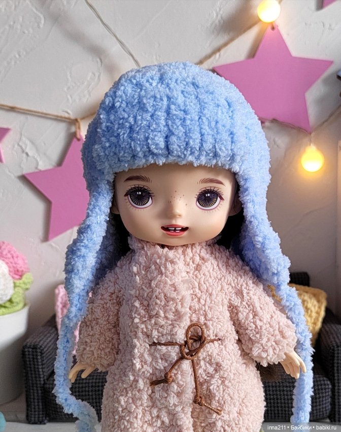 Мастер-класс по вязанию шапки ушанки для кукол 20 см Монст, Holala, Mzzm (фото 2)