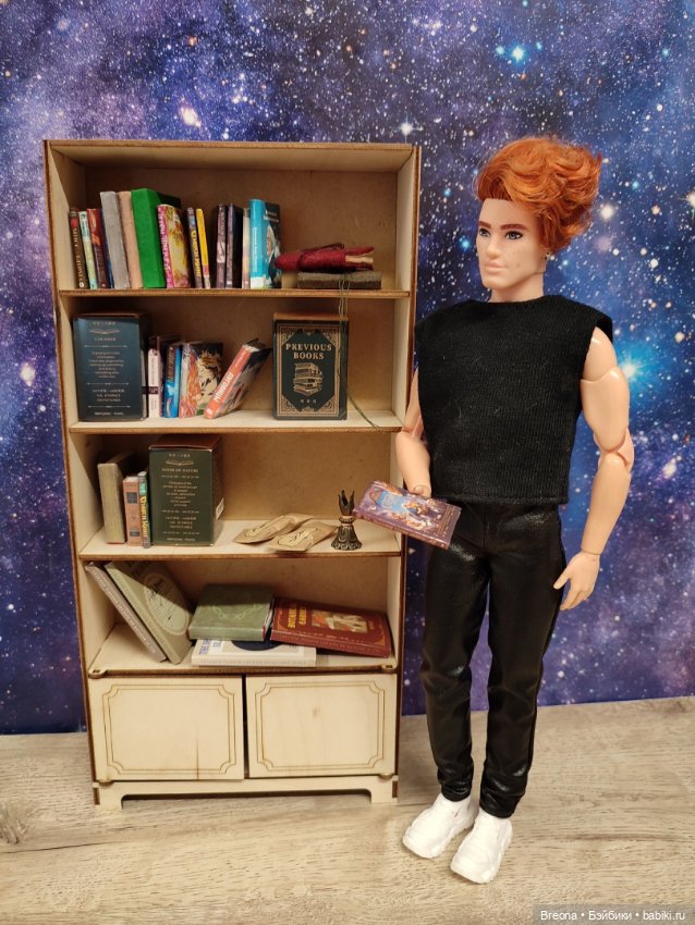 Шкаф книжный с дверцами — Кукольная мебель