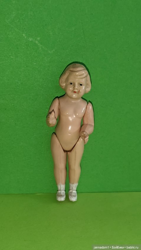 Целлулоидная куколка Schildkrot, редкая, с рельефными волосами, высота 8,5 см (фото 2)