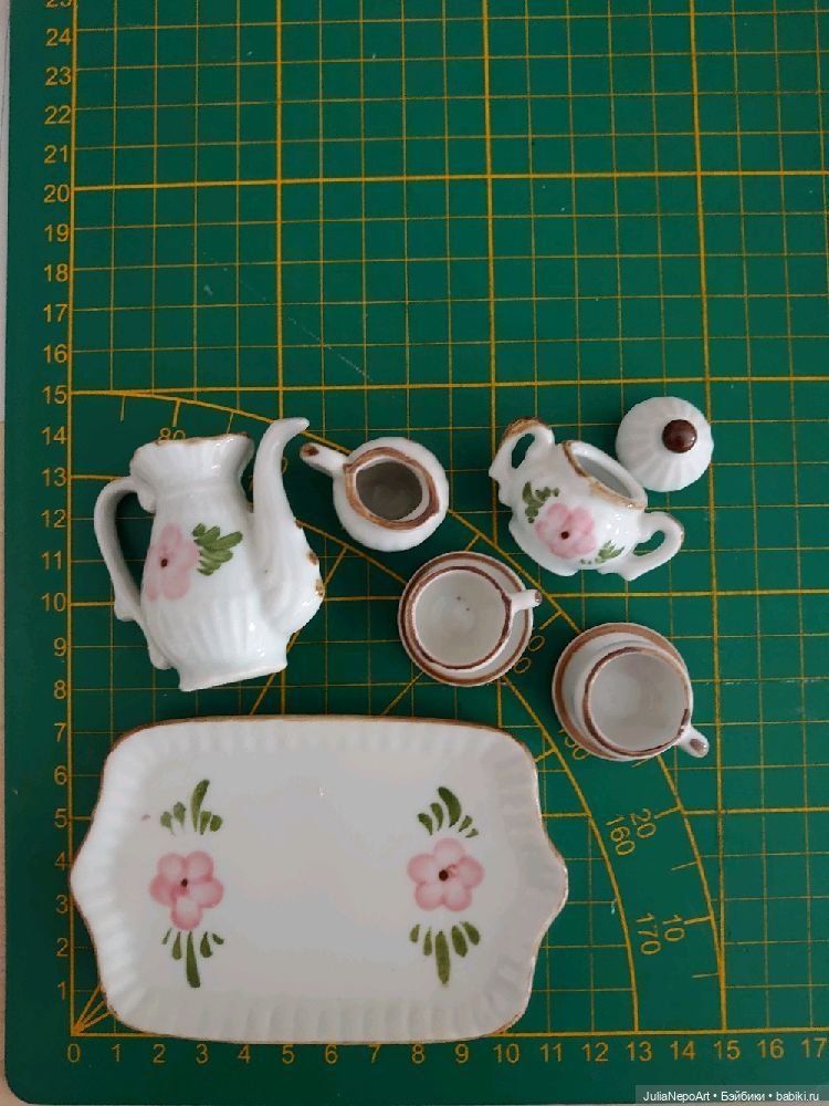Винтажный кукольный миниатюрный фарфоровый сервиз (фото 3)