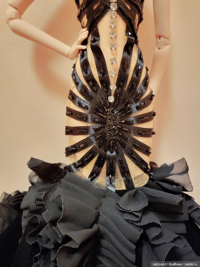 NIGEL CHIA Black Stripe Mermaid Gown (чёрное дизайнерское платье силуэта "русалка") OOAK (фото 3)